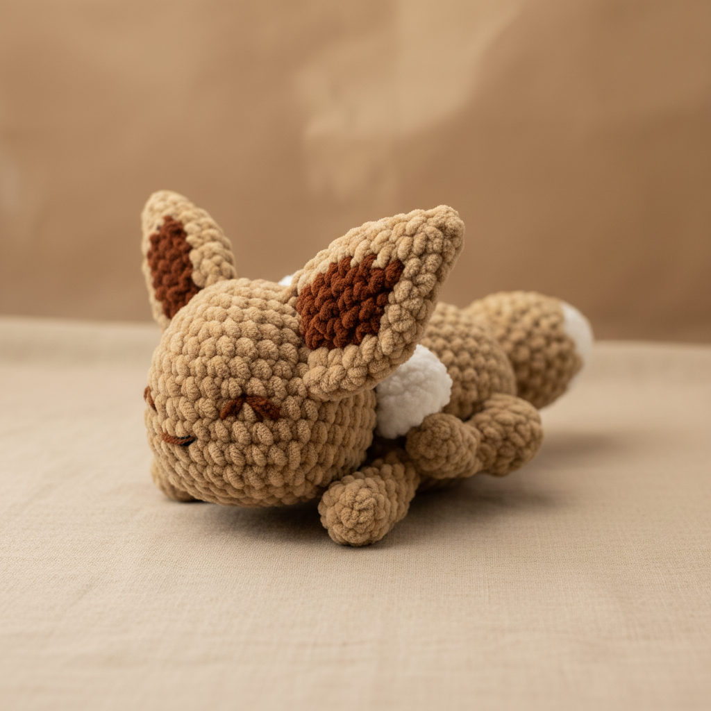 Petit renard câlin au crochet – mise en scène lifestyle